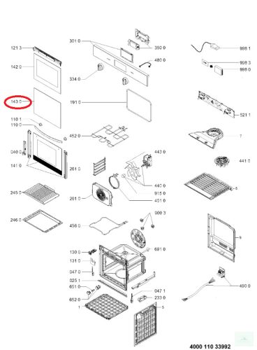 Whirlpool/Indesit sütőajtó belső üveg (C00386228)