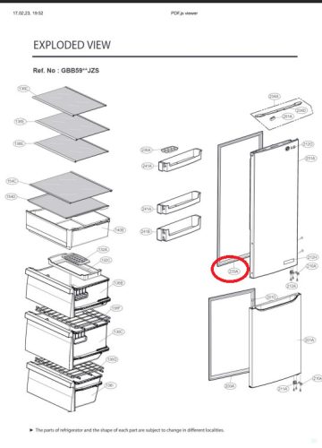 LG kombi hűtő normál tér szigetelés (ADX73571108) - gyári