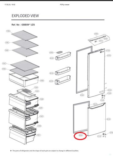 LG kombi hűtő fagyaszó tér szigetelés (ADX73571109) - gyári