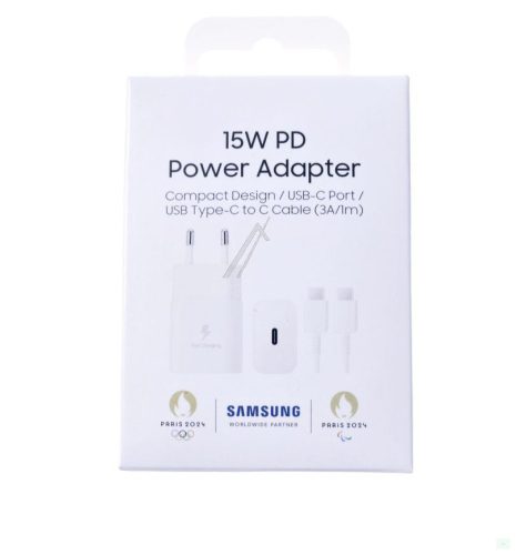 Samsung gyorstöltő 15W USB-C (EP-T1510XWEGEU) – gyáriSamsung gyorstöltő 15W USB-C (EP-T1510XWEGEU) – gyári
